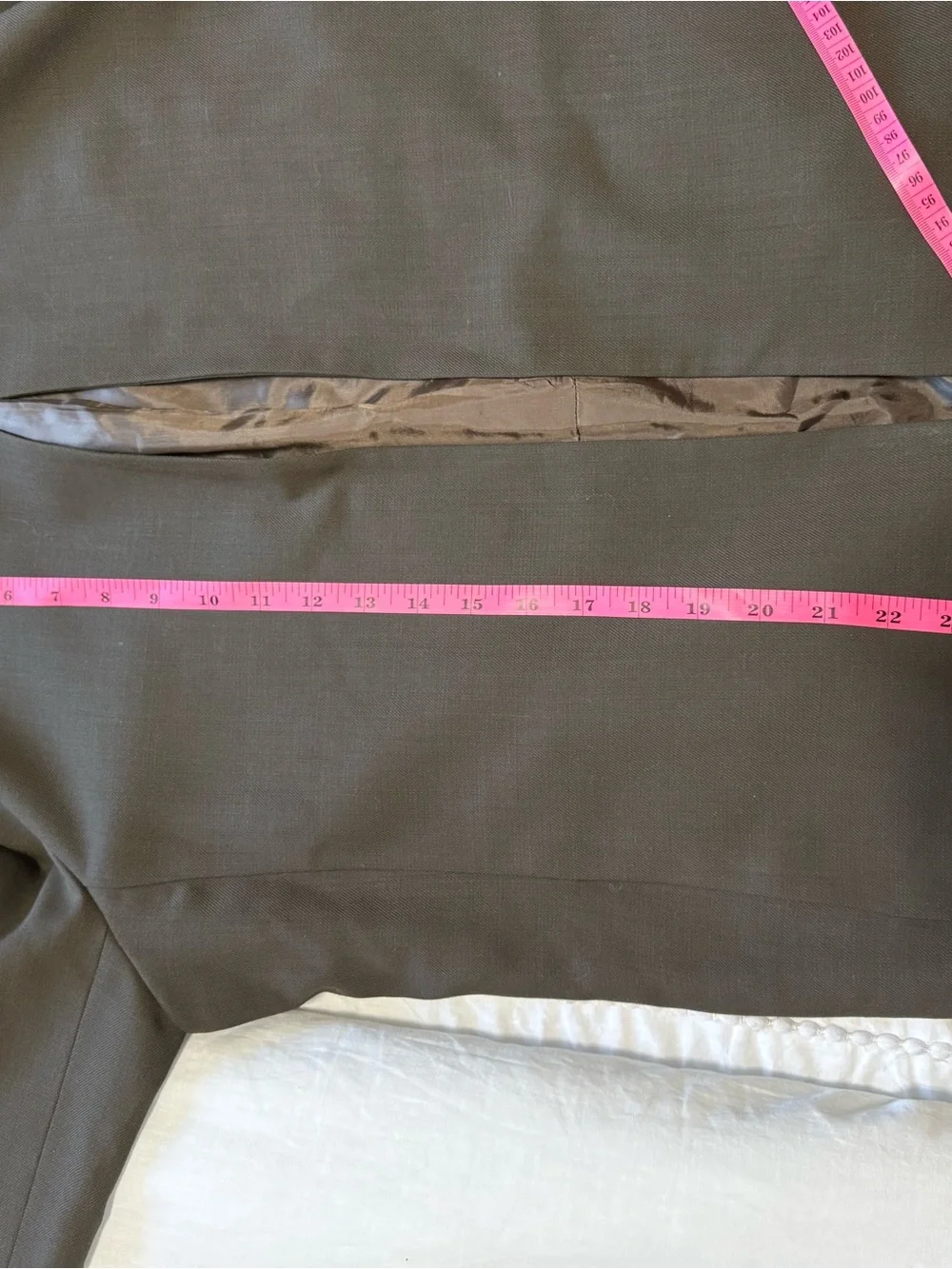 Eileen Fisher Olive Green 100% Wool Open Front Blazer & Trouser Suit Set Large